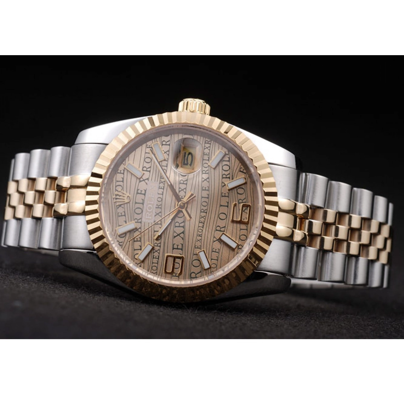 MiroTime 0714 Rolex DateJust Two Tone Stainless Steel 18k Gold PlatedGold Dial